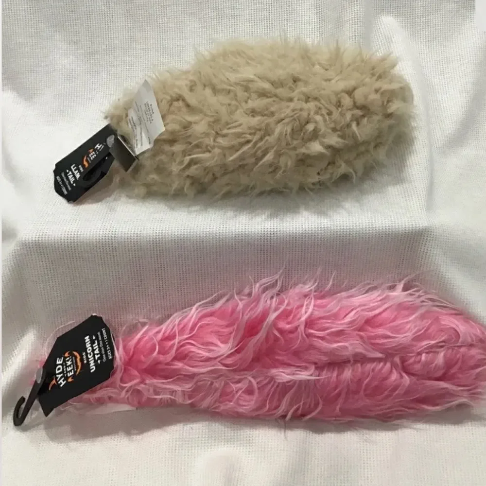 NEW Hyde and EEK! 2pc Lot Pink Unicorn & Tan Llama Clip on Tails 2pc NEW